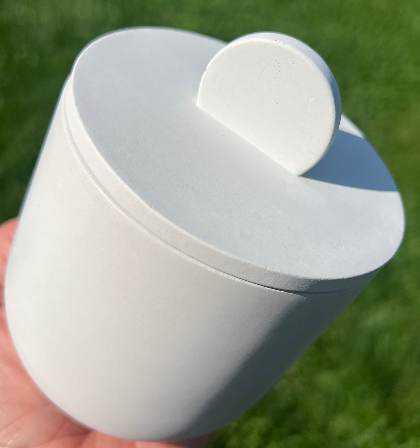 Handcrafted Raw Concrete Vessel with Lid