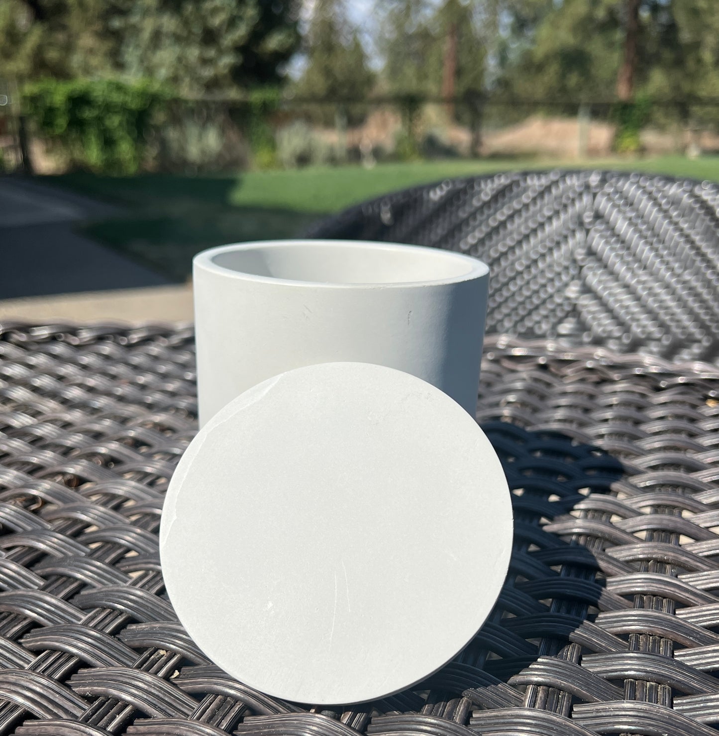 Handcrafted Raw Concrete Vessel with Lid - Unfilled -