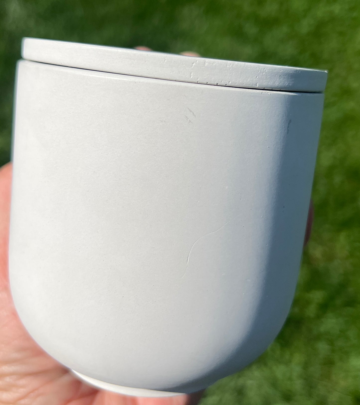 Handcrafted Raw Concrete Vessel with Lid - Unfilled -
