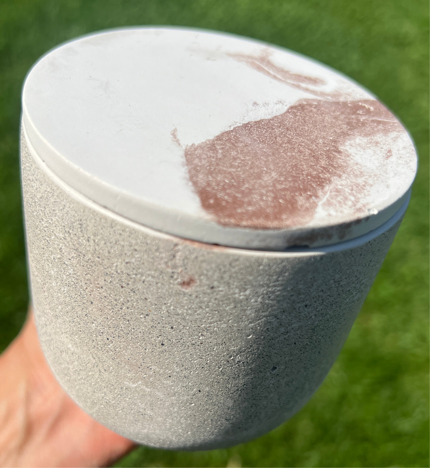 Handcrafted Raw Concrete Vessel with Lid