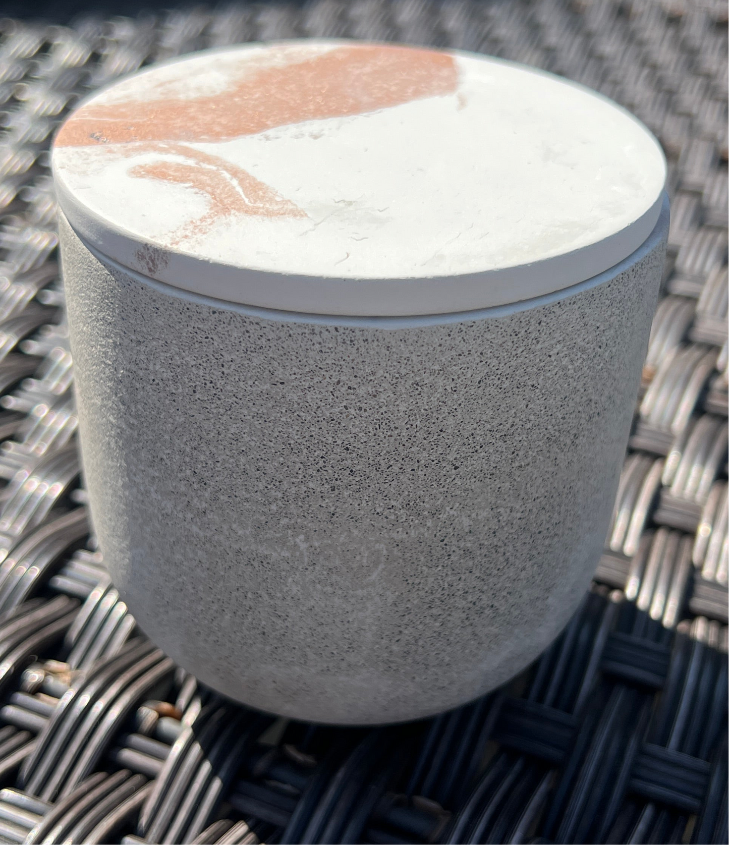 Handcrafted Raw Concrete Vessel with Lid