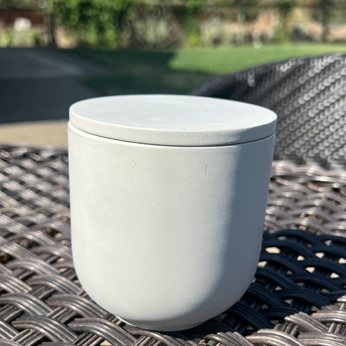 Handcrafted Raw Concrete Vessel with Lid - Unfilled -