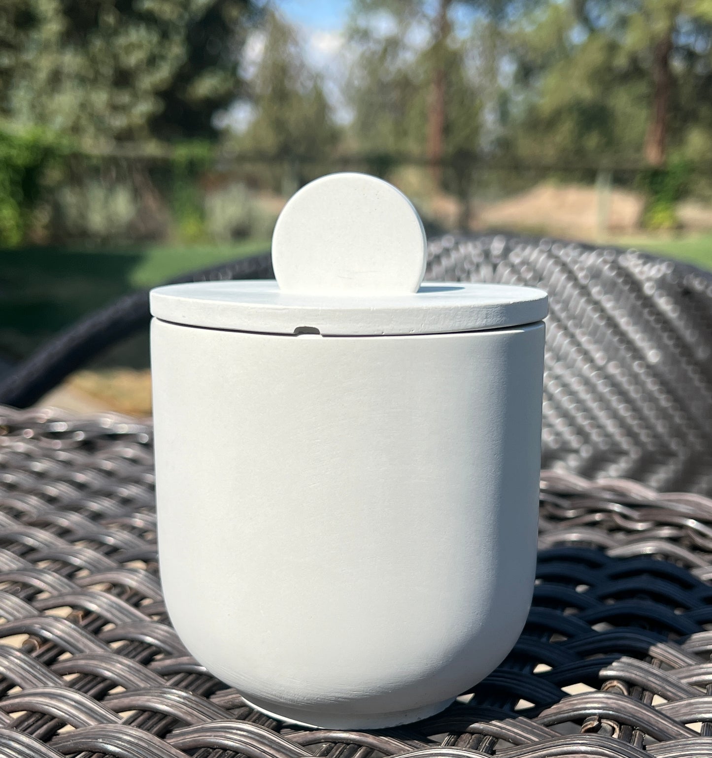 Handcrafted Raw Concrete Vessel with Lid