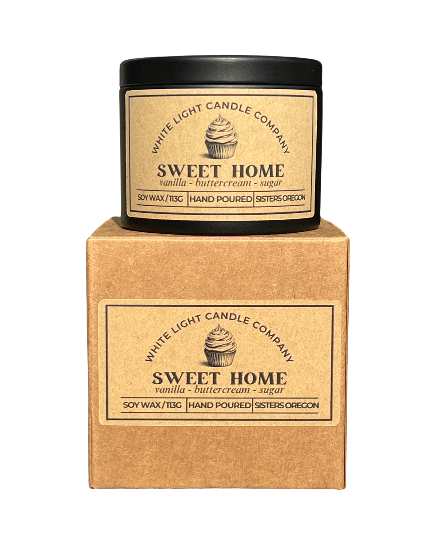 Sweet Home Hand-Poured Soy Candle in Matte Black Travel Tin