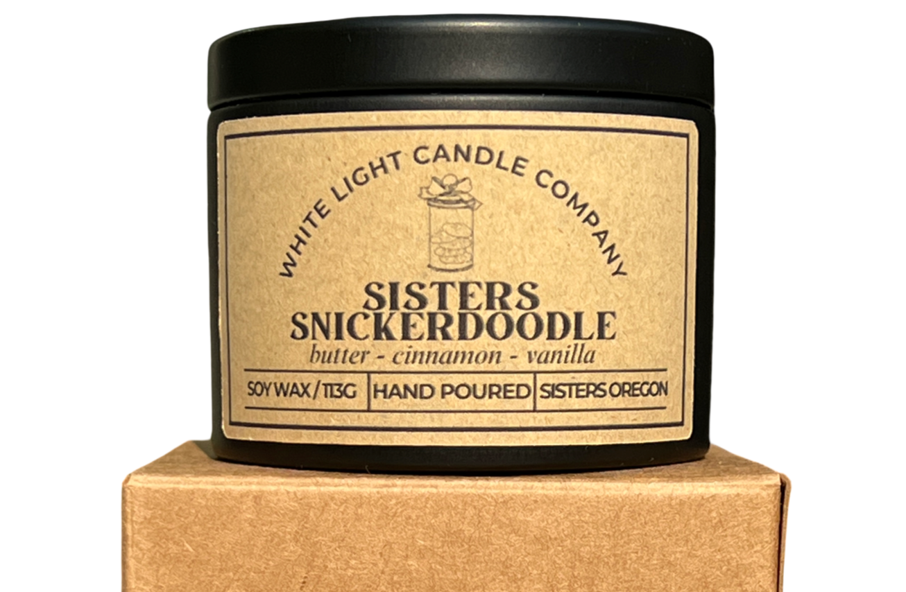 Sisters Snickerdoodle Hand-Poured Soy Candle in Matte Black Travel Tin