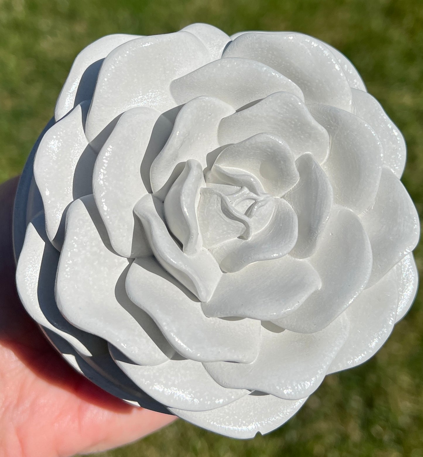 Handcrafted Concrete Rose Vessel with Lid - Unfilled -