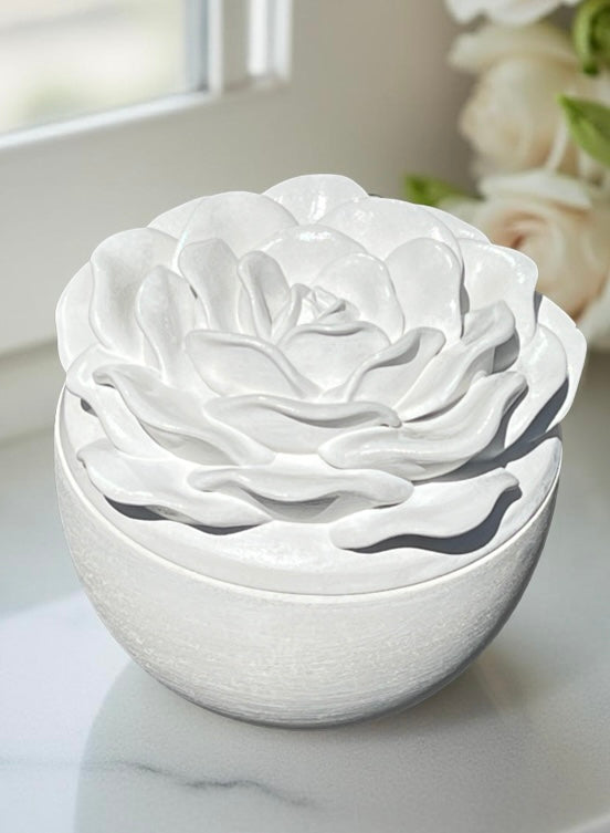Handcrafted Concrete Rose Vessel with Lid - Unfilled -