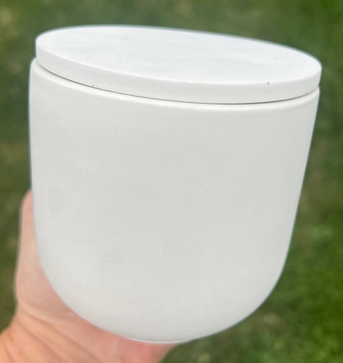 Handcrafted Raw Concrete Vessel with Lid - Unfilled -