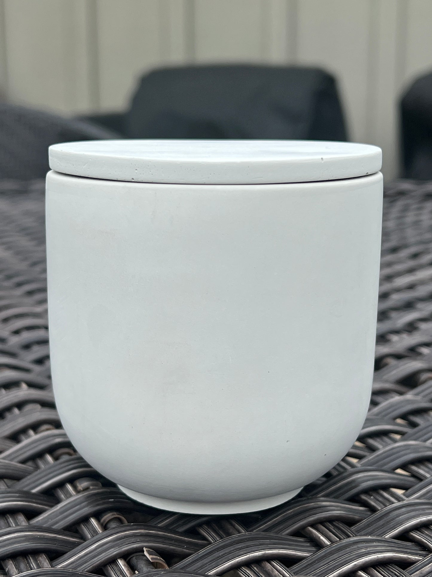 Handcrafted Raw Concrete Vessel with Lid - Unfilled -