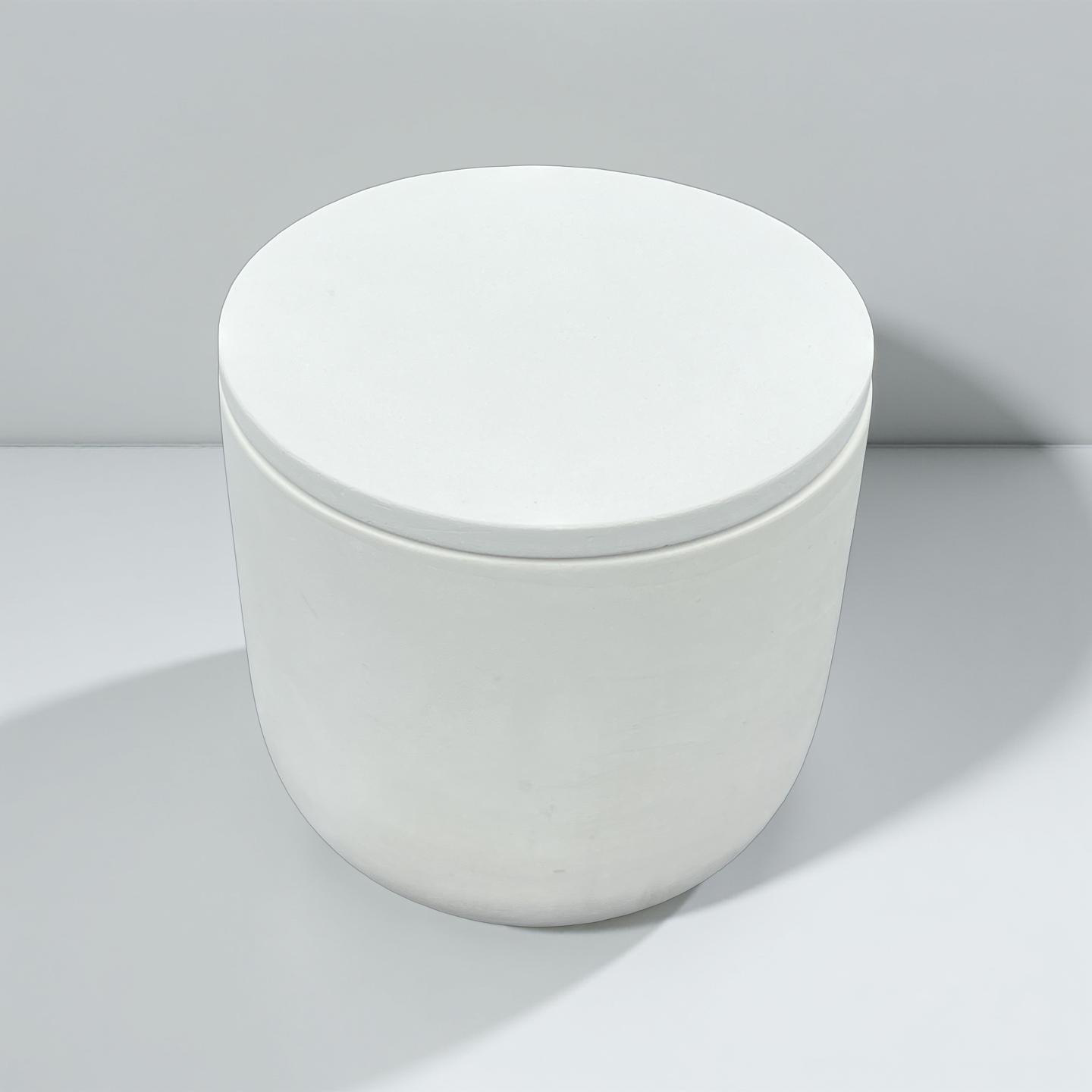 Handcrafted Raw Concrete Vessel with Lid - Unfilled -