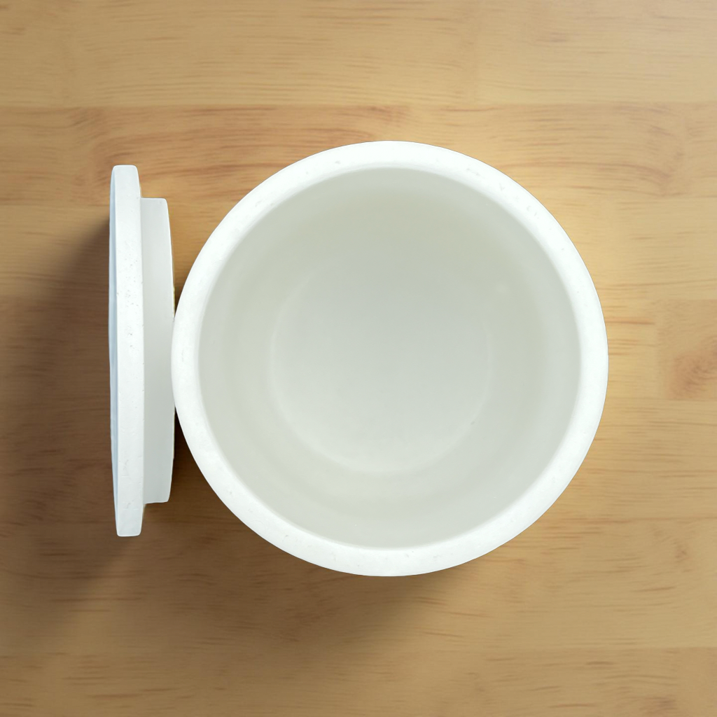 Handcrafted Raw Concrete Vessel with Lid - Unfilled -