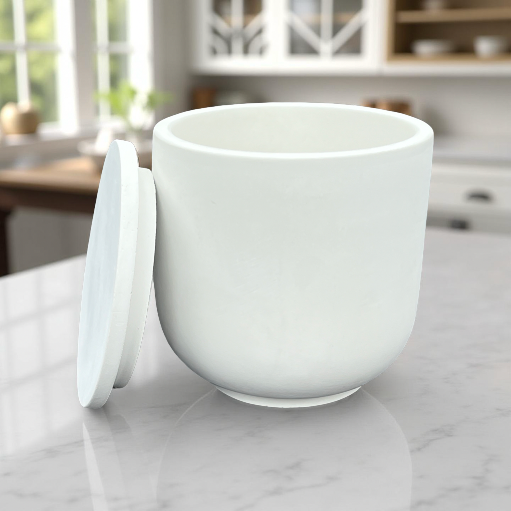 Handcrafted Raw Concrete Vessel with Lid - Unfilled -
