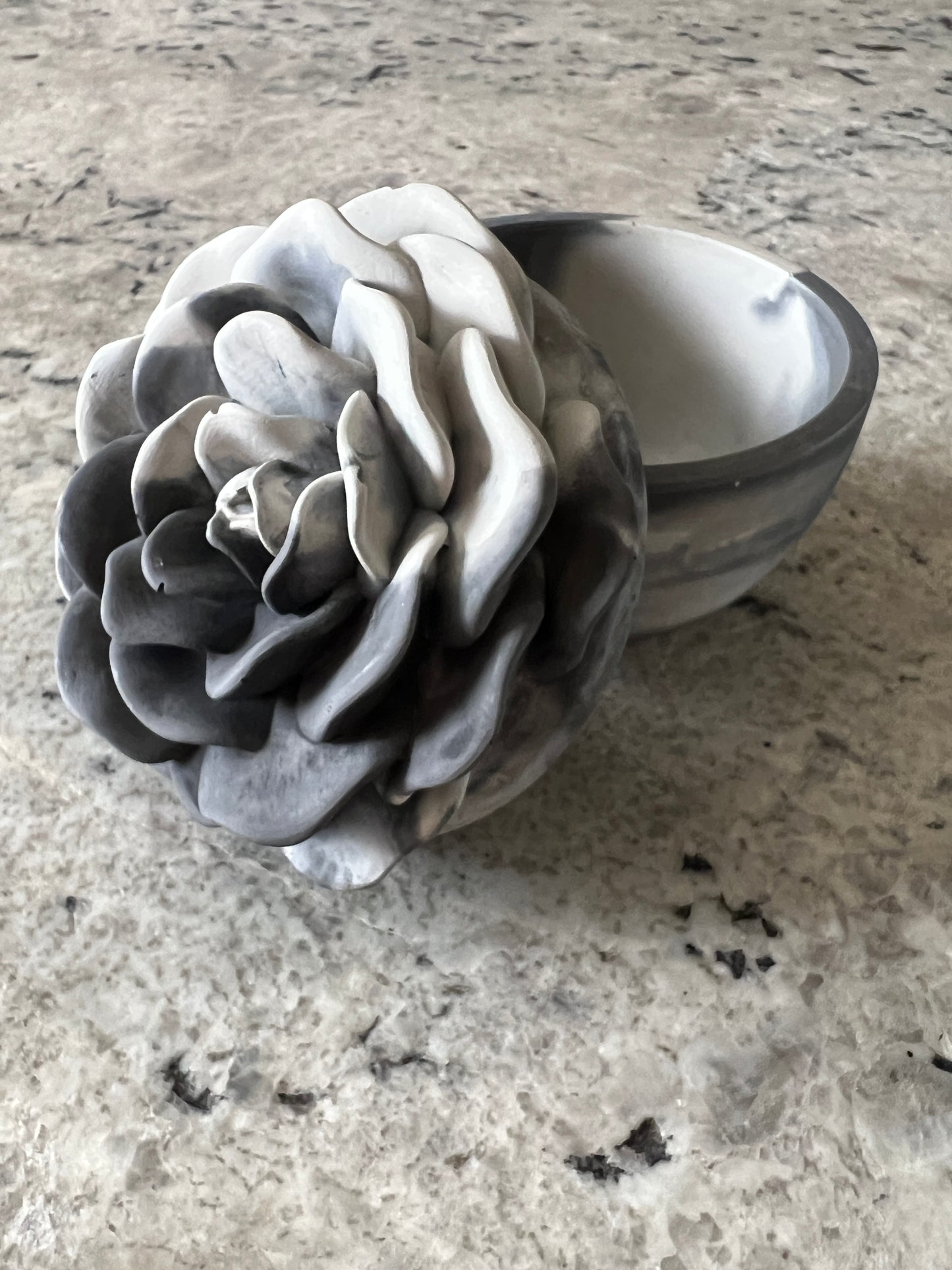 Handcrafted Concrete Rose Vessel with Lid - Unfilled -