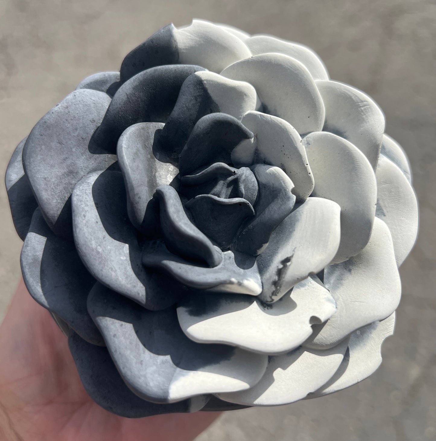 Handcrafted Concrete Rose Vessel with Lid - Unfilled -