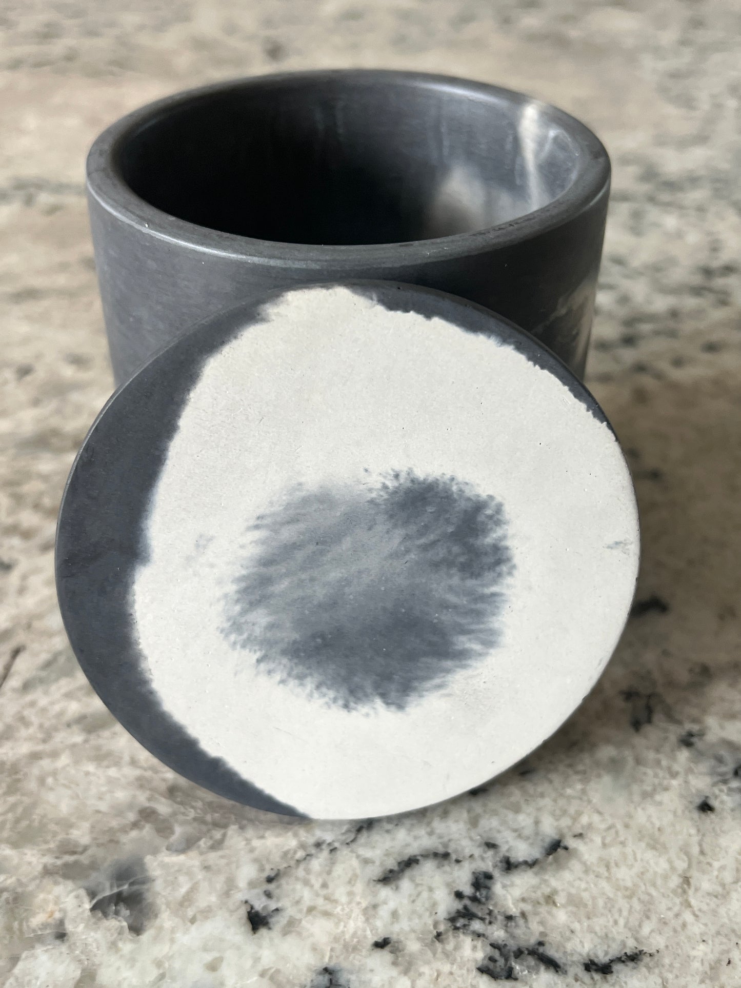 Handcrafted Raw Concrete Vessel with Lid