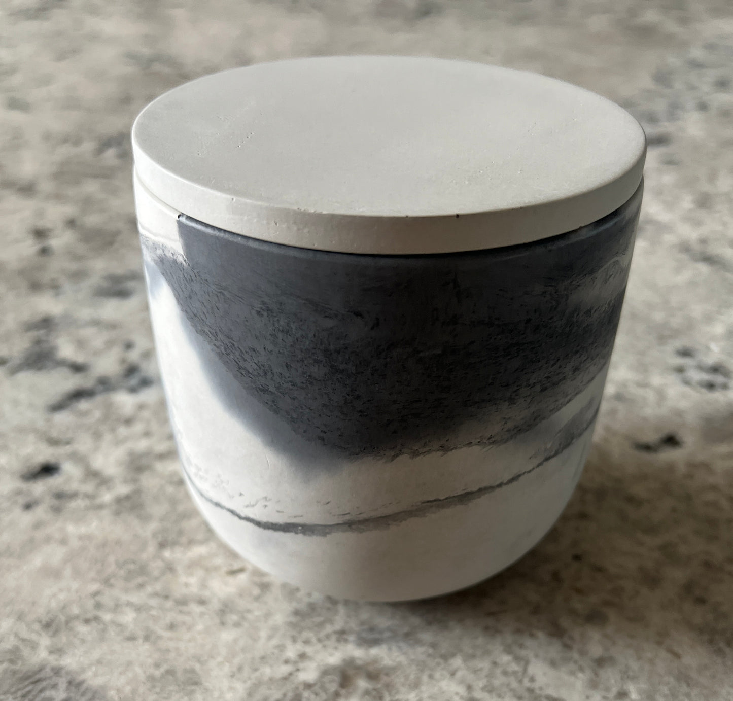 Handcrafted Raw Concrete Vessel with Lid - Unfilled -