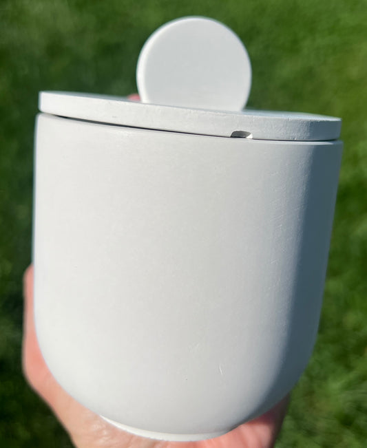 Handcrafted Raw Concrete Vessel with Lid