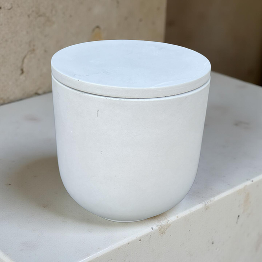 Handcrafted Raw Concrete Vessel with Lid - Unfilled -