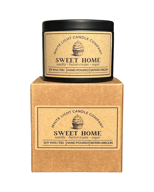 Sweet Home Hand-Poured Soy Candle in Matte Black Travel Tin