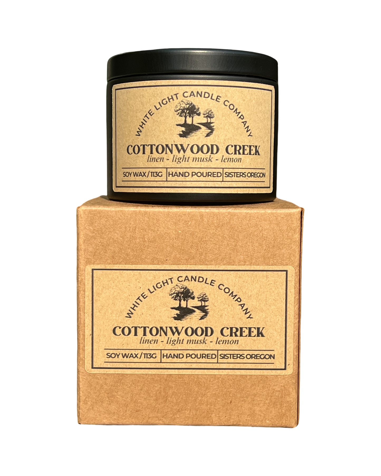Cottonwood Creek Hand-Poured Soy Candle in Matte Black Travel Tin