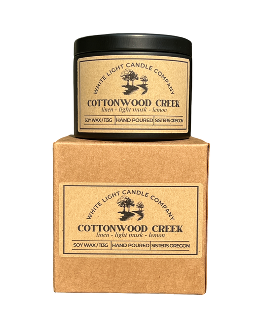 Cottonwood Creek Hand-Poured Soy Candle in Matte Black Travel Tin