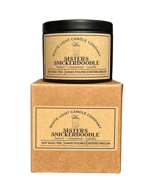 Sisters Snickerdoodle Hand-Poured Soy Candle in Matte Black Travel Tin
