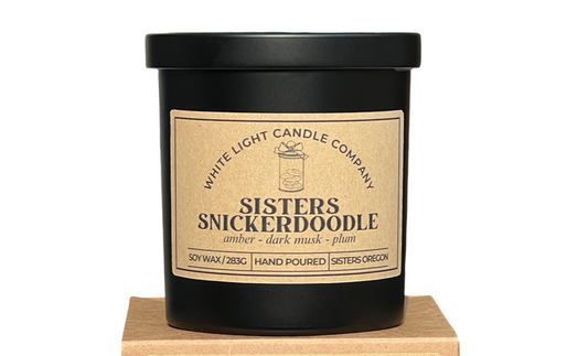 Sisters Snickerdoodle candle from White Light Candle Company on a white background
