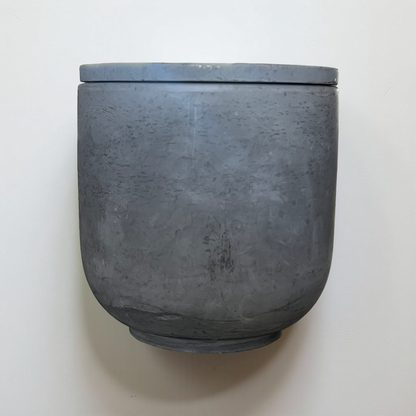 Handcrafted Raw Concrete Vessel with Lid - Unfilled -