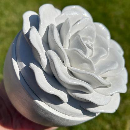 Handcrafted Concrete Rose Vessel with Lid - Unfilled -