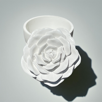 Handcrafted Concrete Rose Vessel with Lid - Unfilled -