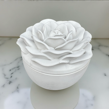 Handcrafted Concrete Rose Vessel with Lid - Unfilled -