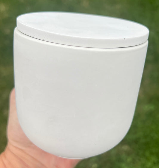 Handcrafted Raw Concrete Vessel with Lid - Unfilled -