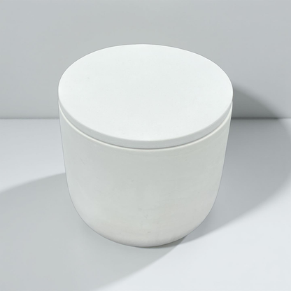 Handcrafted Raw Concrete Vessel with Lid - Unfilled -