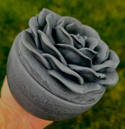 Handcrafted Concrete Rose Vessel with Lid - Unfilled -