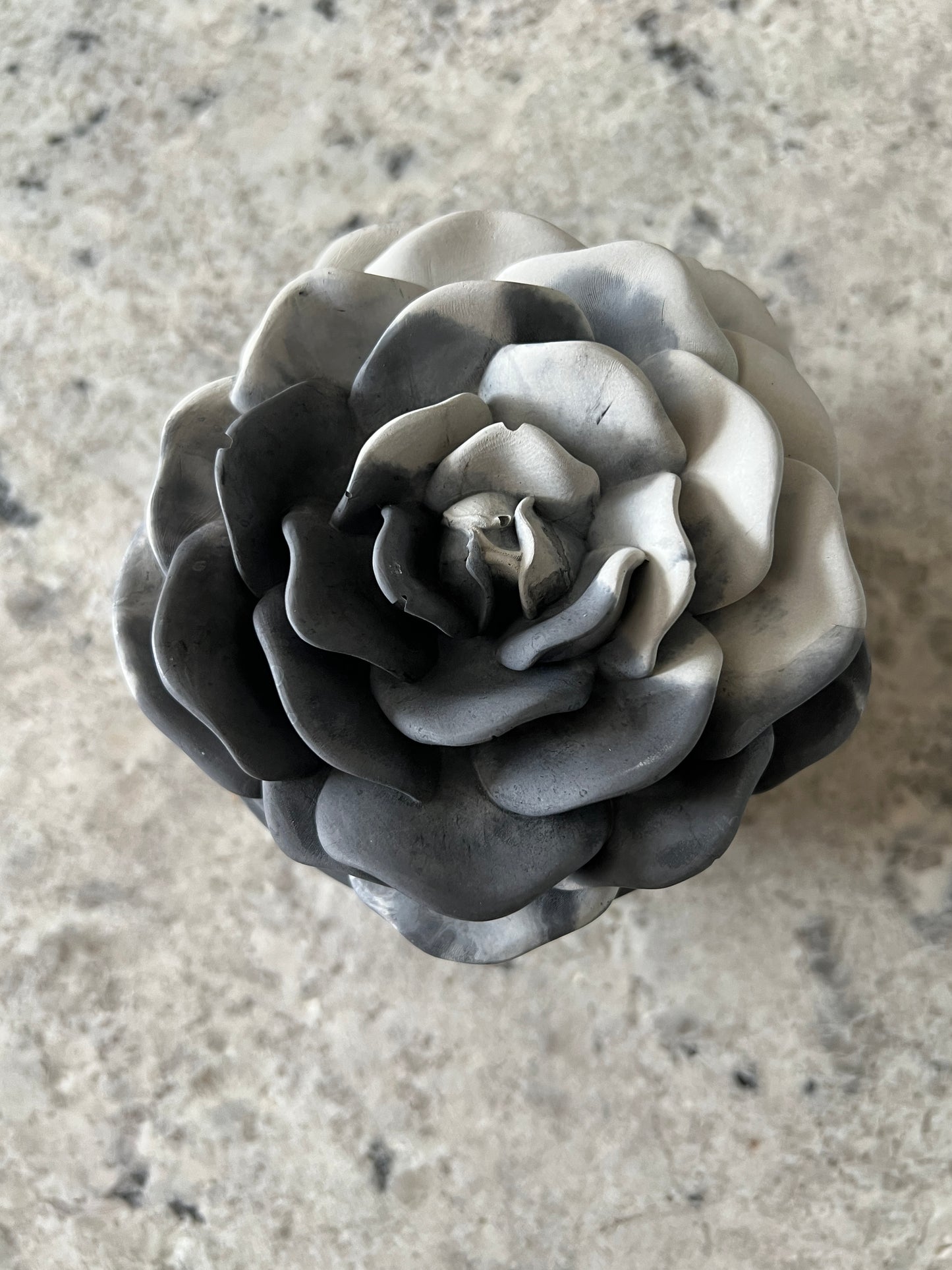 Handcrafted Concrete Rose Vessel with Lid - Unfilled -