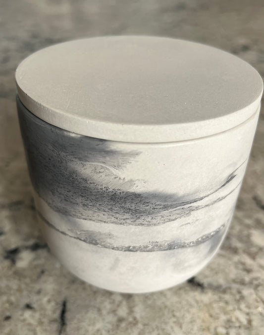 Handcrafted Raw Concrete Vessel with Lid - Unfilled -