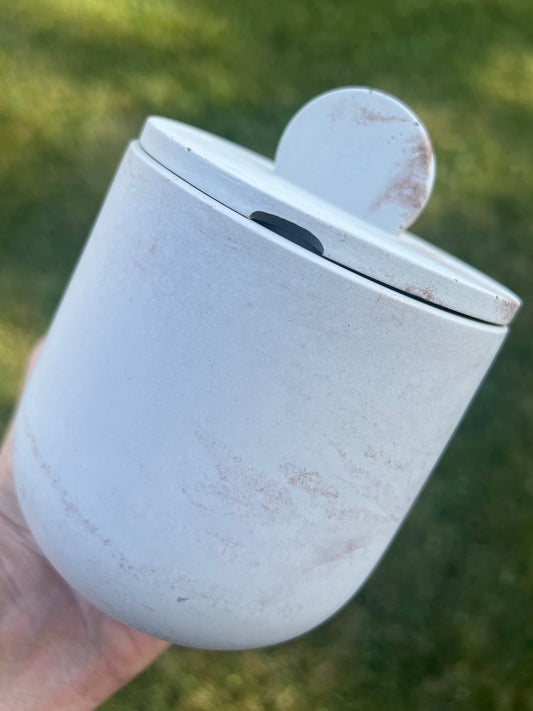 Handcrafted concrete vessel with lid