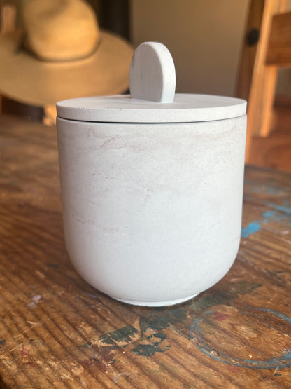 Handcrafted concrete vessel with lid