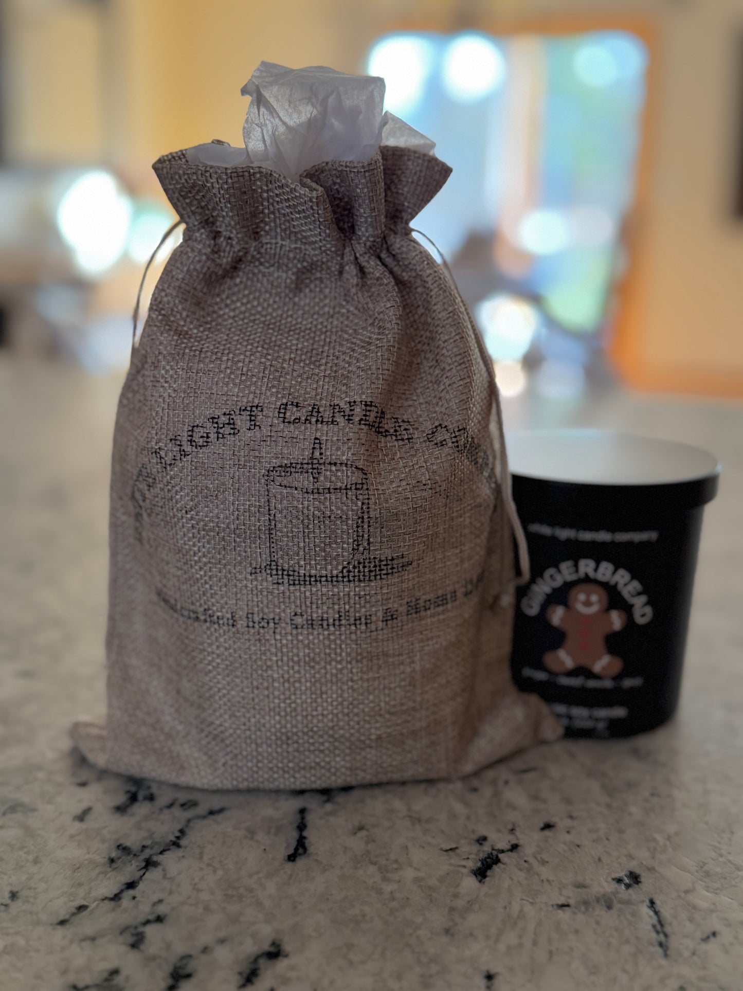 Gingerbread – Classic Soy Wax Candle (8oz) in Custom Burlap Gift Sack